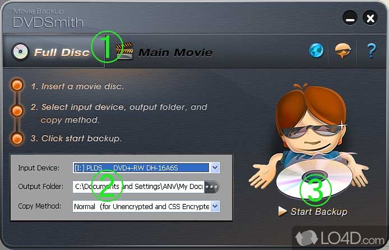 Copy any Movie DVD to computer easily - Screenshot of DVDSmith Movie Backup