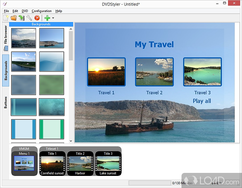 Create DVD with menu - Screenshot of DVDStyler Portable