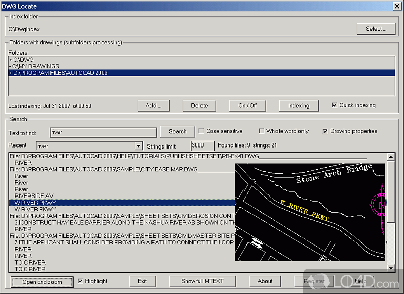 Dwg Find for AutoCAD is a plug-in for AutoCAD - Screenshot of DwgLocate