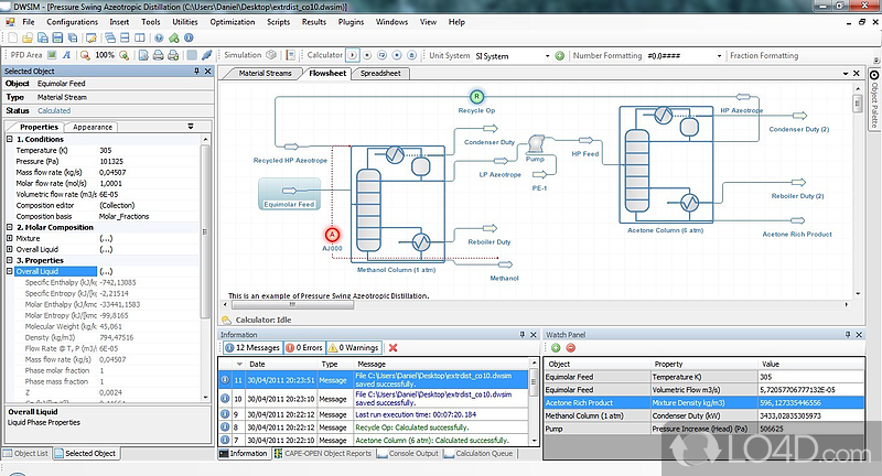 Perform a wide range of chemical process simulations - Screenshot of DWSIM