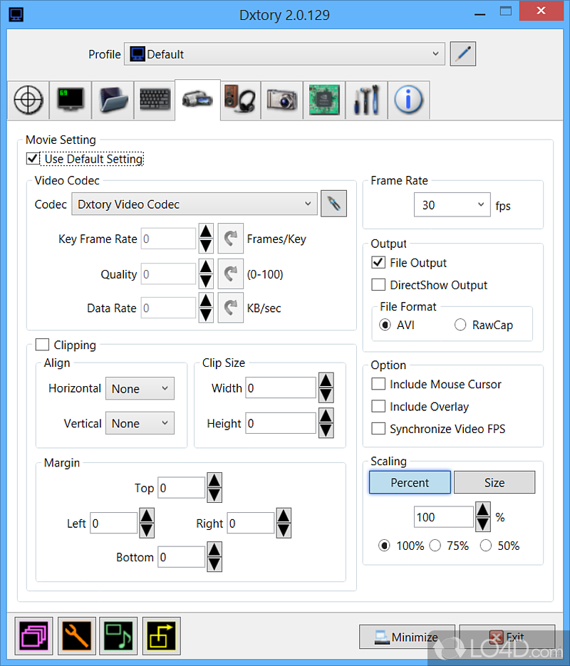 A Solid Movie Capture Program for OpenGL and DirectX Video Data - Screenshot of Dxtory