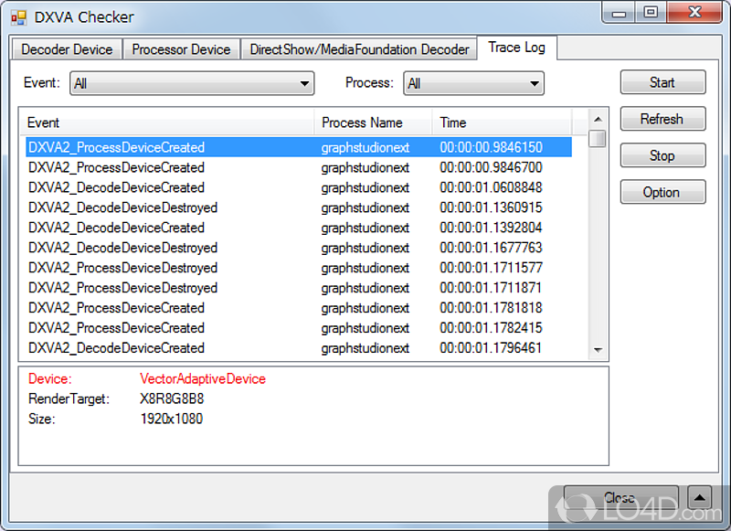 View information about detected codecs and save snapshots - Screenshot of DXVA Checker