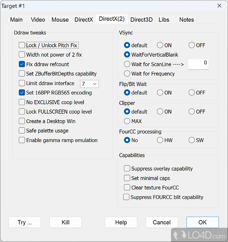 Play full-screen games in a custom Window on desktop - Screenshot of DxWnd