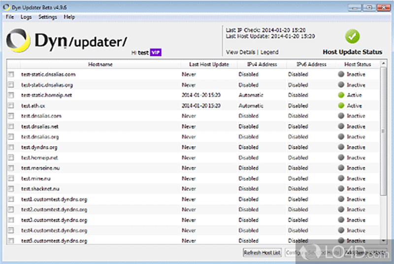 Software solution that checks network's IP address - Screenshot of Dyn Updater
