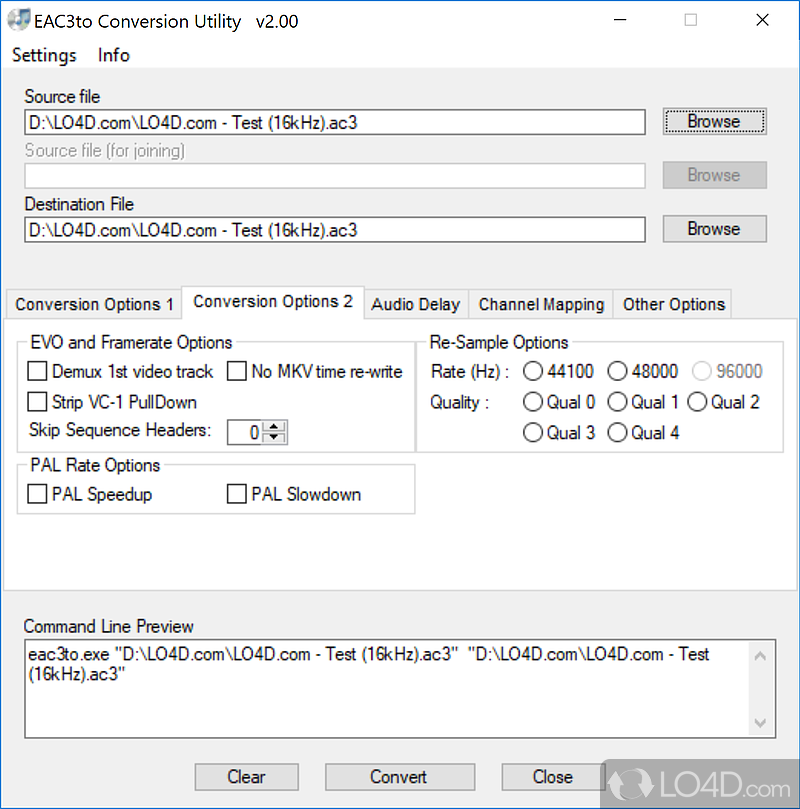 Command-line support and GUI - Screenshot of eac3to