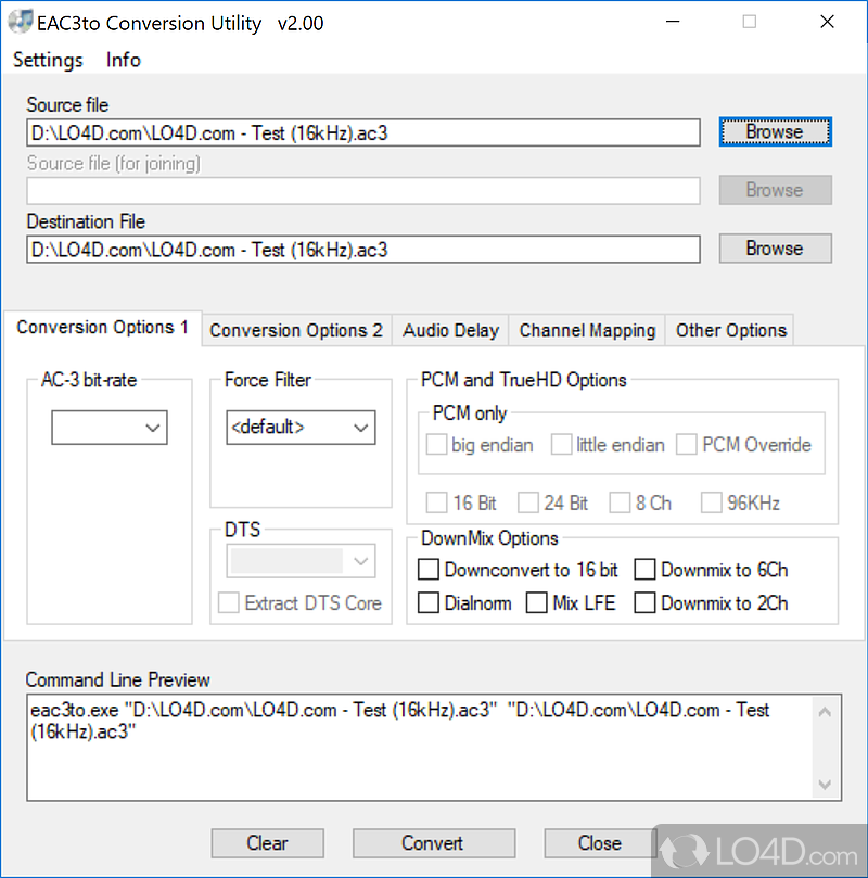 CLI program that helps you convert files (e - Screenshot of eac3to