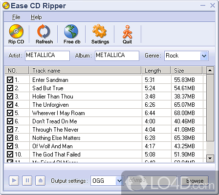 Extremely easy to use CD Ripper - Screenshot of Ease CD Ripper