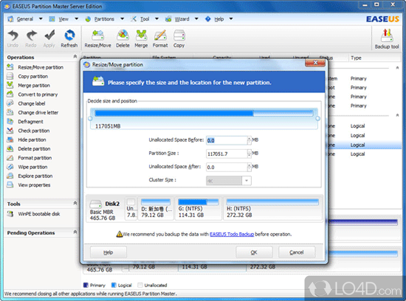 EASEUS Partition Master - Screenshot of Partition Master Freeware