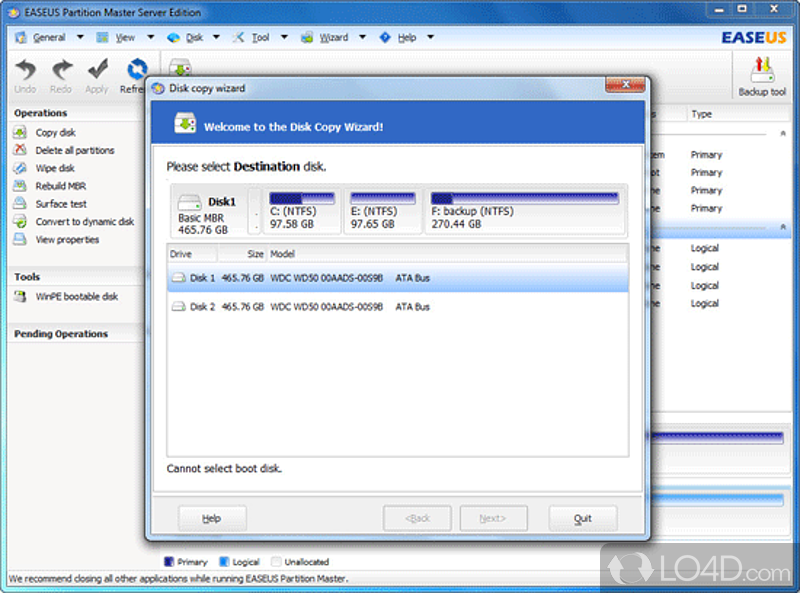 EASEUS Partition Master is a great example of an easy-to-use everyday partition tool - Screenshot of Partition Master Freeware