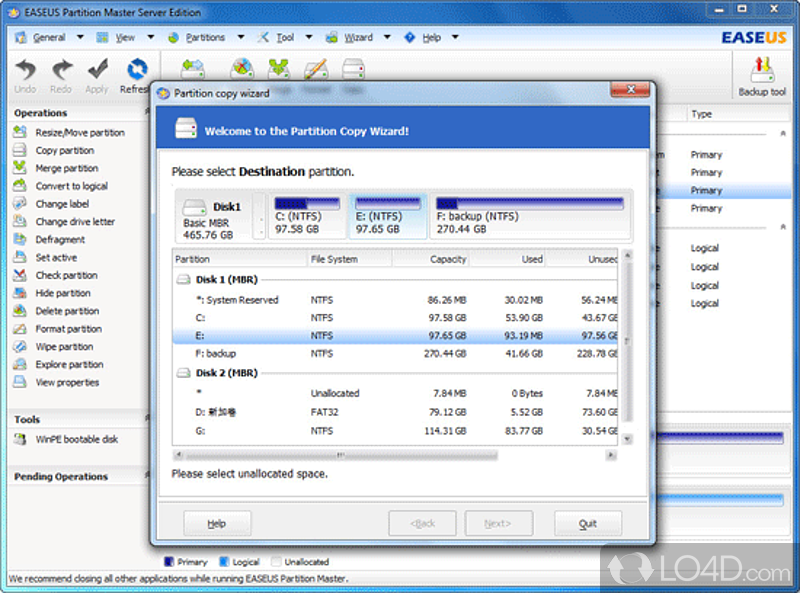 FREE and ALL-IN-ONE partition solution - Screenshot of Partition Master Freeware