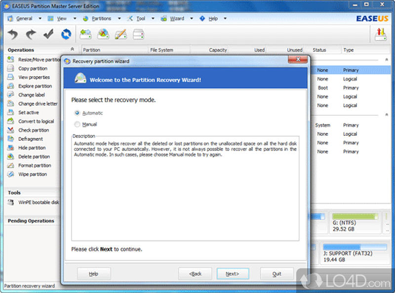 ALL-IN-ONE magic partition solution and disk management utility - Screenshot of Partition Master Freeware