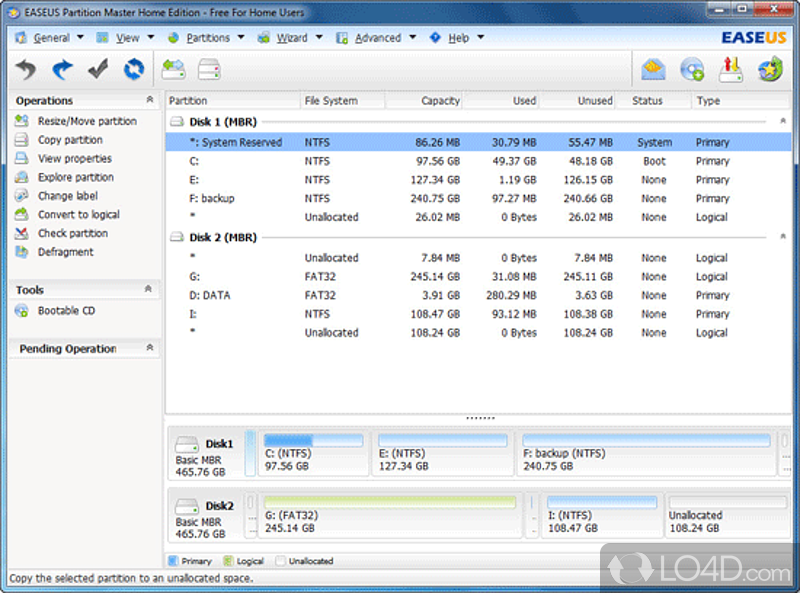 Excellent everyday partition management - Screenshot of Partition Master Freeware