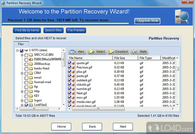 Deleted or lost partition recovery software - Screenshot of EaseUS Partition Recovery