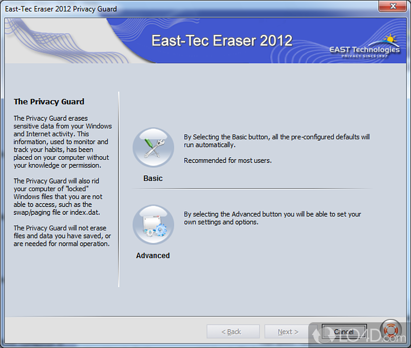 View notifications and take action - Screenshot of East-Tec Eraser
