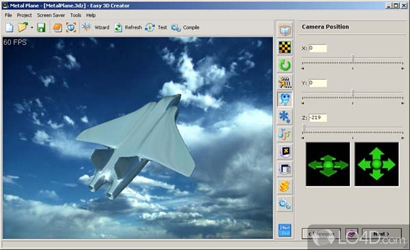 Create stunning 3D screen savers in a few minutes with no programming - Screenshot of Easy 3D Creator