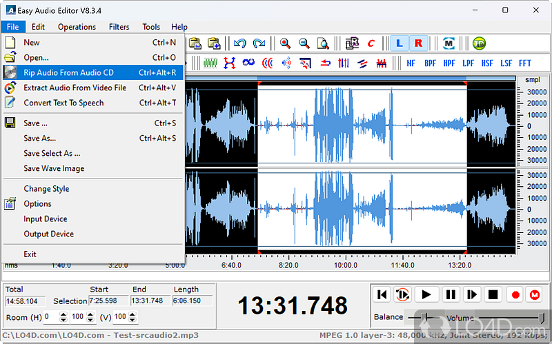 Easy Audio Editor: User interface - Screenshot of Easy Audio Editor