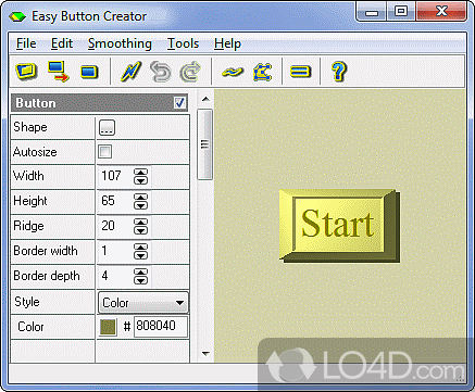 Design buttons from templates or custom shapes, to be used for presentations and websites - Screenshot of Easy Button Creator