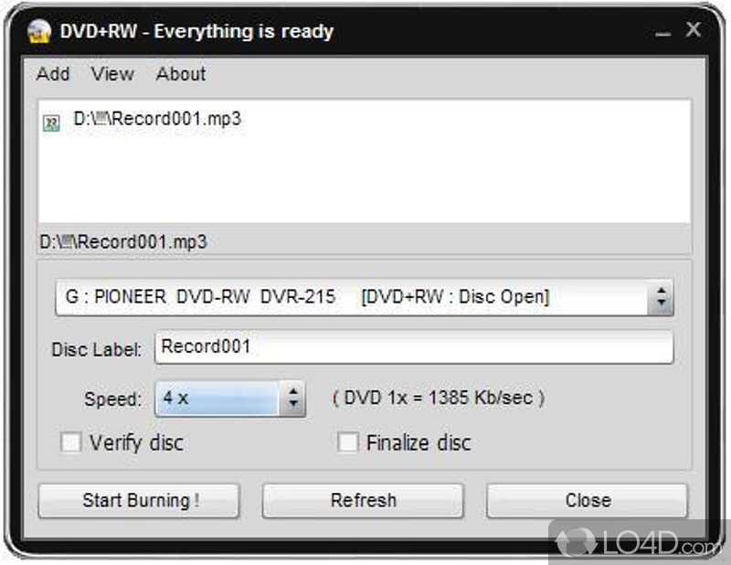 Practical CD, DVD and Blu-Ray disc burning app that is well suited to create discs for any multimedia device out today - Screenshot of Easy Disc Burner