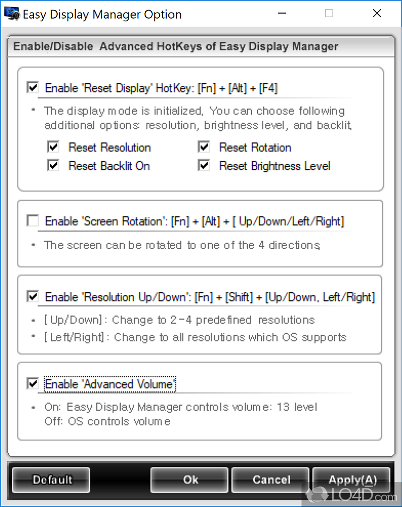 Have all display settings you need to adjust at the fingertips for extra comfort - Screenshot of Easy Display Manager