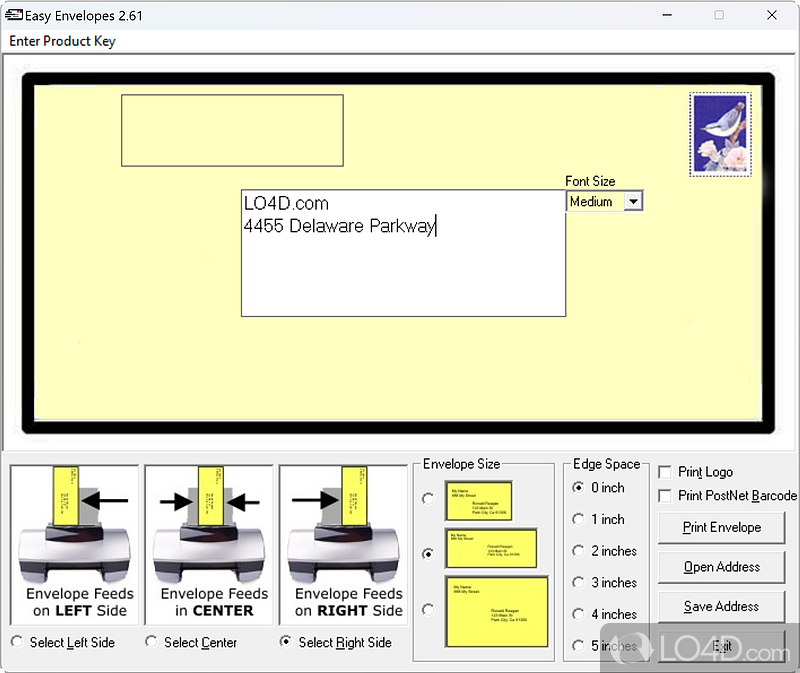 Prepare envelopes for printing fast and easy using this tool with basic and settings for writing contact information - Screenshot of Easy Envelopes