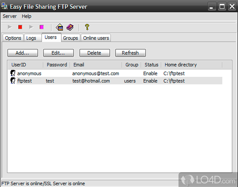 File Sharing FTP Server is a ftp server software - Screenshot of Easy File Sharing FTP Server