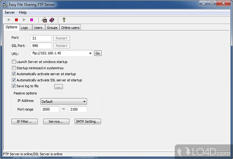 Simple and powerful FTP server - Screenshot of Easy File Sharing FTP Server