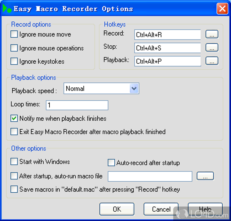Easy Macro Recorder: User interface - Screenshot of Easy Macro Recorder