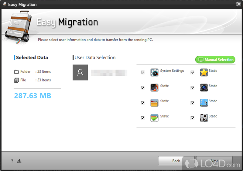 Easy Migration: User interface - Screenshot of Easy Migration