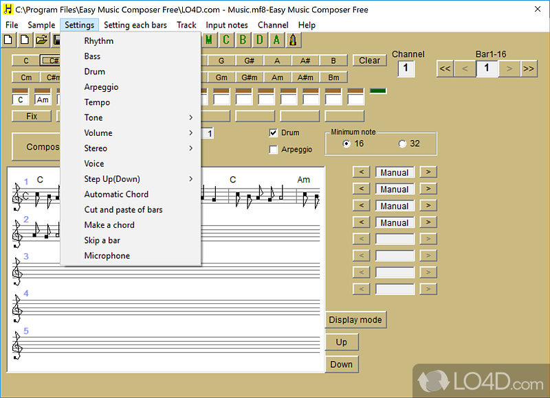 Easy-to-use GUI and sufficient documentation - Screenshot of Easy Music Composer Free