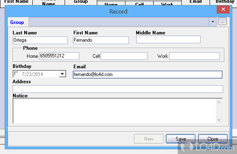 Easily add entries and custom fields - Screenshot of Easy Phonebook