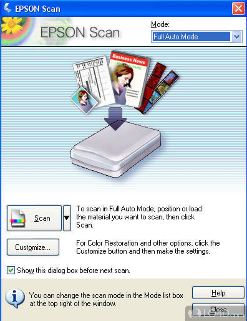 Connects an EPSON brand scanner to a PC and perform scans and edits - Screenshot of Easy Photo Scan