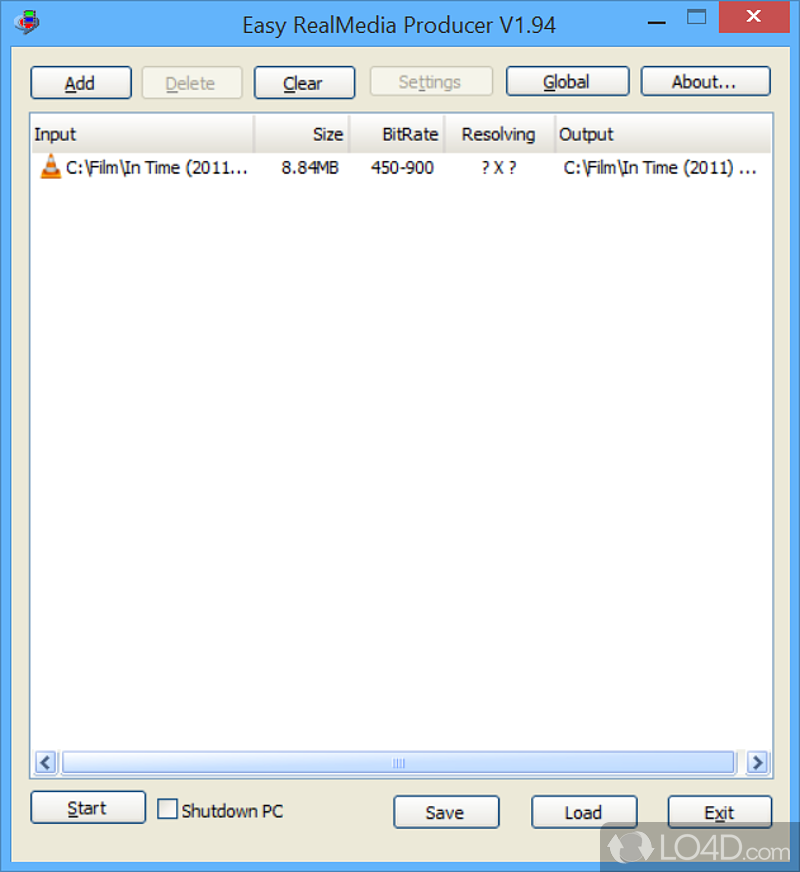 Convert popular media files to RM / RMVB file format using batch operations - Screenshot of Easy RealMedia Producer