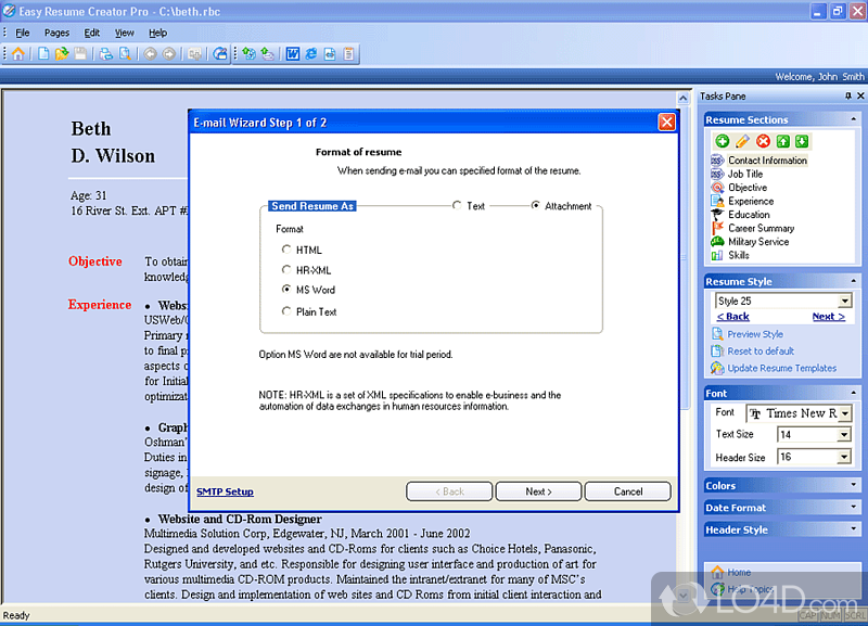 Easy Resume Creator Pro screenshot