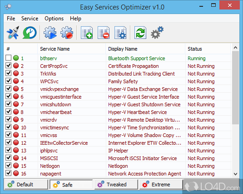 Quickly optimize system's performance by disabling unnecessary services - Screenshot of Easy Service Optimizer