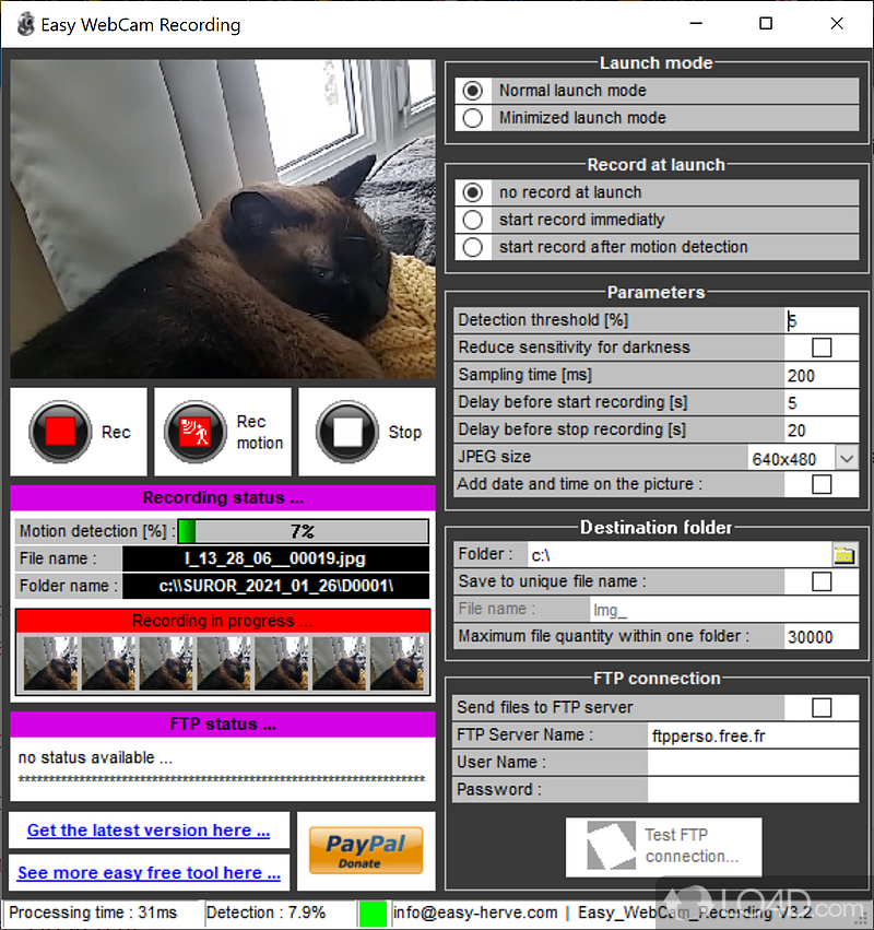Record or save video from webcam - Screenshot of Easy WebCam Recording