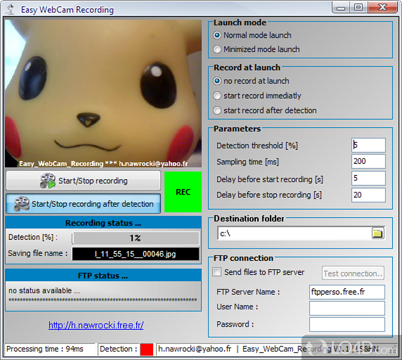 A webcam recording free software for your Windows Desktop - Screenshot of Easy WebCam Recording