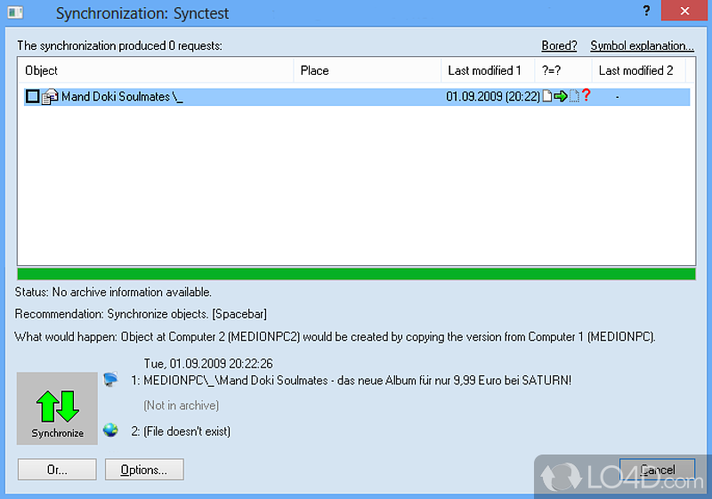 Reliable Outlook items synchronization tool - Screenshot of Easy2Sync for Outlook
