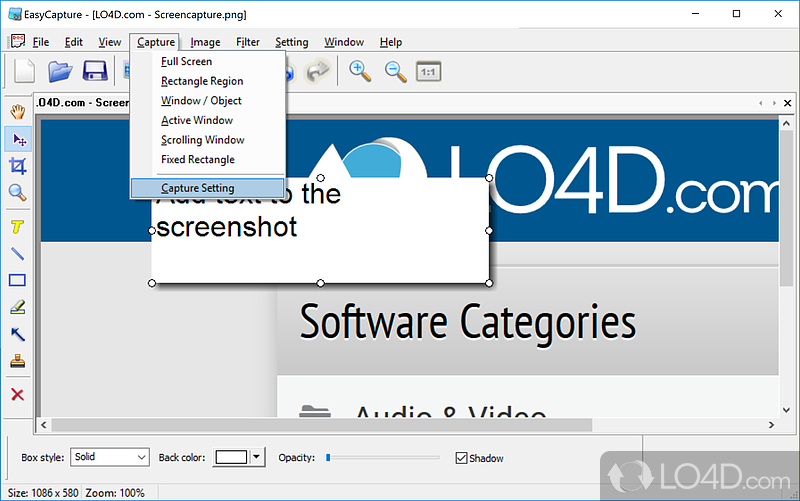 Capture screen shots of desktop or regions of it - Screenshot of EasyCapture