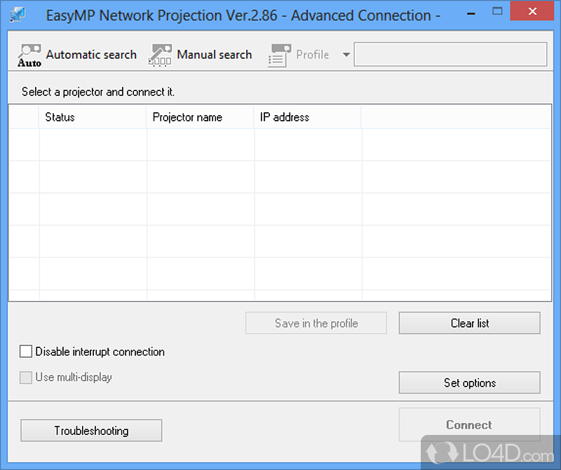 Send content to Epson EasyMP projector - Screenshot of EasyMP Network Projection
