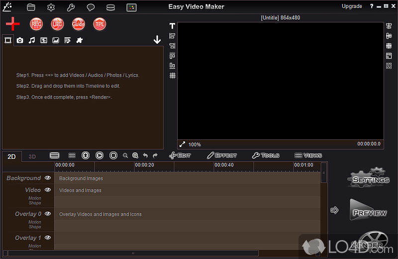 Free video editing software - Screenshot of EasyVideoMaker