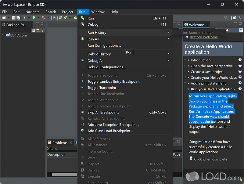 IDE for development with Java, PHP, C, LaTeX and others - Screenshot of Eclipse SDK