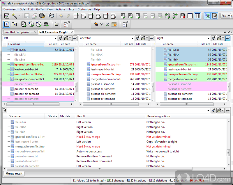 ECMerge Pro: 3-way comparison - Screenshot of ECMerge Pro