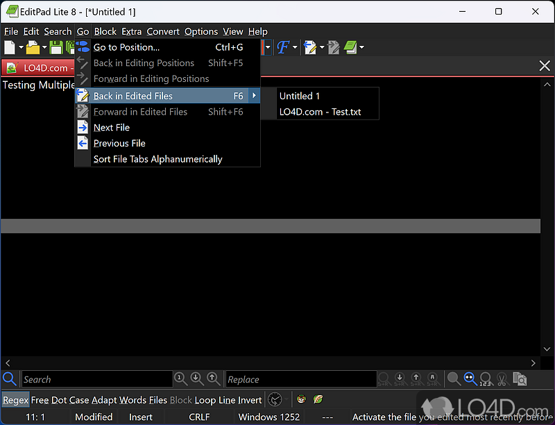 EditPad Lite: User interface - Screenshot of EditPad Lite