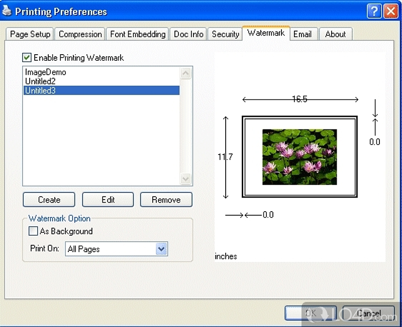 Convert any printable document to PDF, while allowing you to apply watermarks - Screenshot of eDocPrinter PDF Pro