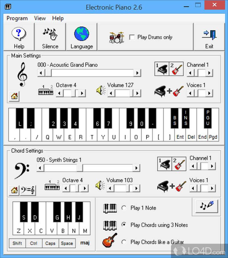 Brings an electric piano to your desktop - Screenshot of Electronic Piano