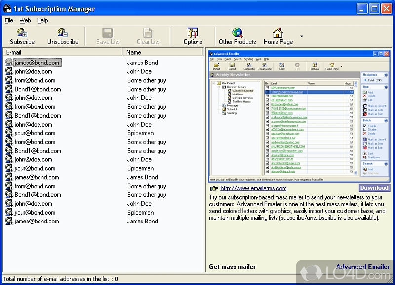 Email Finder Pro: User interface - Screenshot of Email Finder Pro