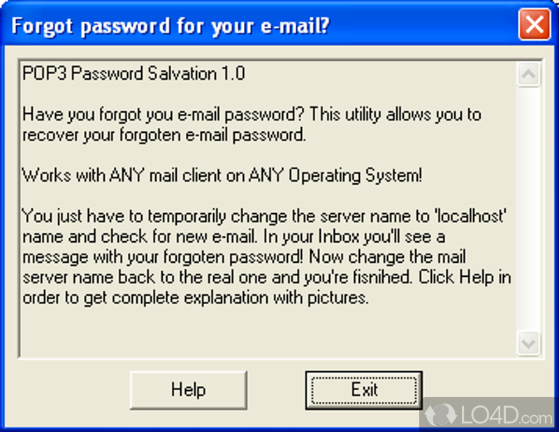 Recover Your Lost e-mail Password - Screenshot of Email Password Recovery (pop3)