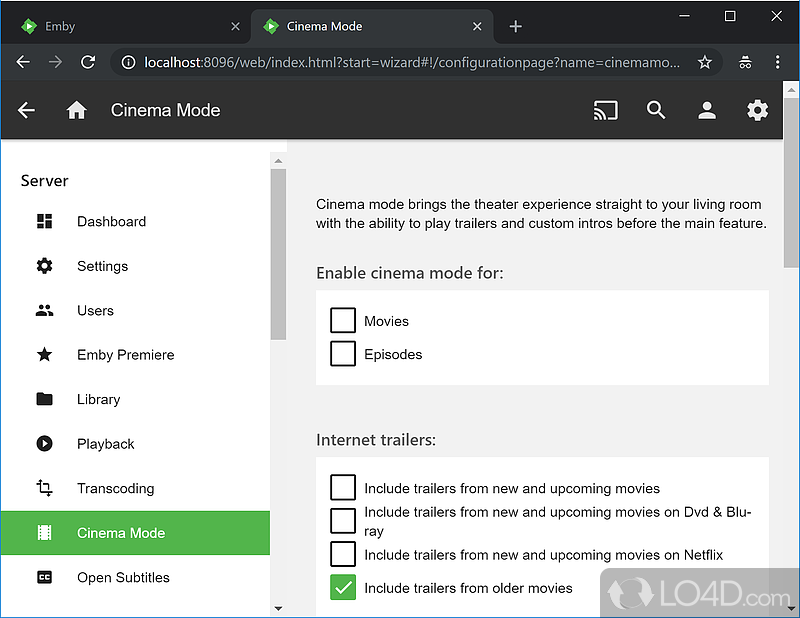 Control content access for your children - Screenshot of Emby Server