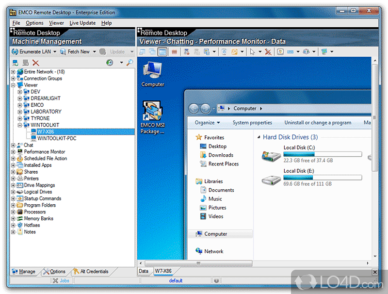 EMCO Remote Desktop Professional: User interface - Screenshot of EMCO Remote Desktop Professional