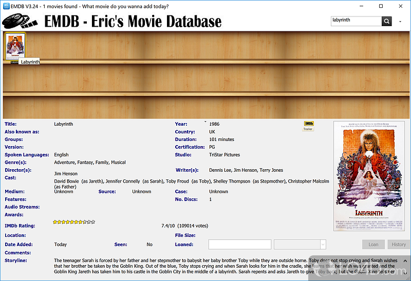 Manage all aspects of your movies from a single place - Screenshot of EMDB